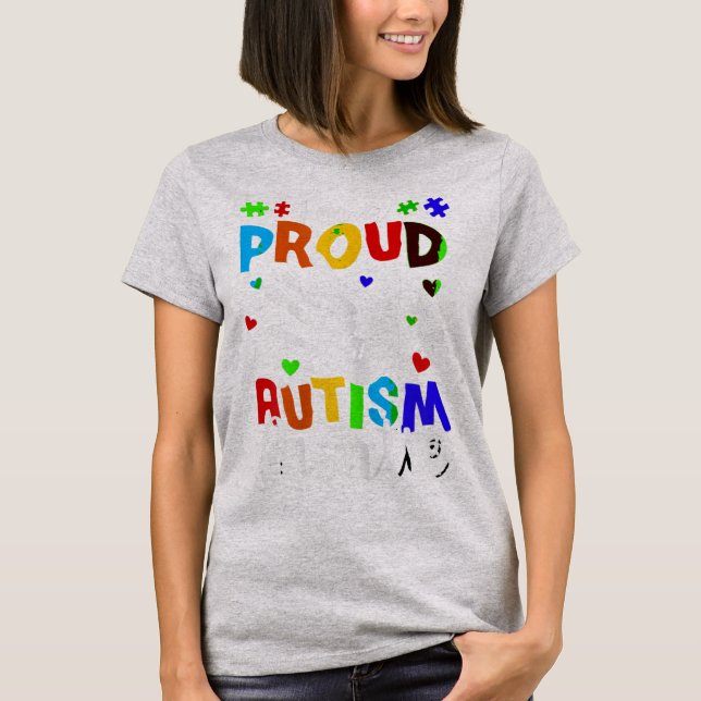 I'm A Proud Autism Auntie T-Shirt. Funny Autism Aw T-Shirt (Front)