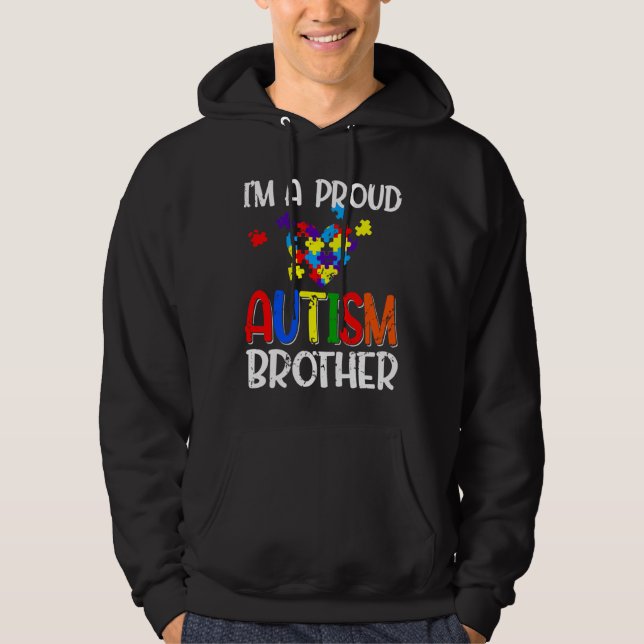 Im A Proud Autism Brother Autism Awareness Costume Hoodie (Front)