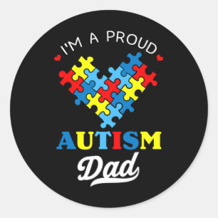 I'm A Proud Autism Dad Autism Awareness Father Aut Classic Round Sticker