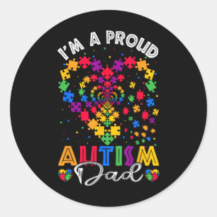 I'm A Proud Autism Dad Grandma Autism Awareness Da Classic Round Sticker