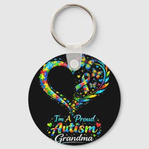 I'm a proud autism grandma autism awareness heart key ring