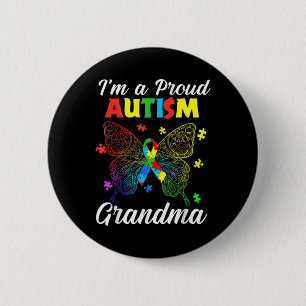 I'm A Proud Autism Grandma Puzzle Ribbon Butterfly 6 Cm Round Badge