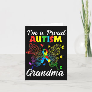 I'm A Proud Autism Grandma Puzzle Ribbon Butterfly Card