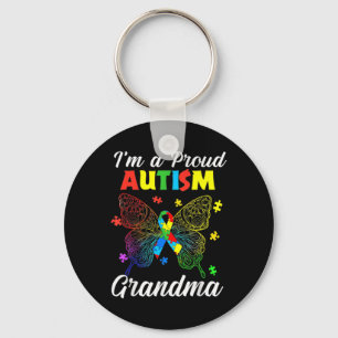 I'm A Proud Autism Grandma Puzzle Ribbon Butterfly Key Ring