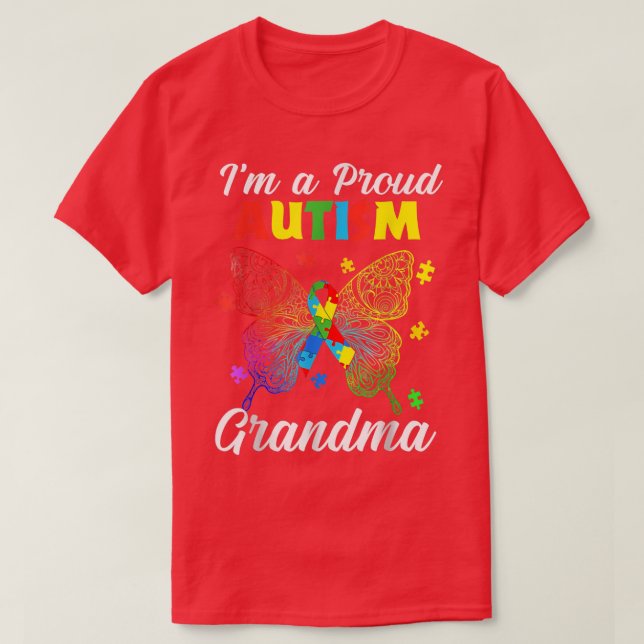Im A Proud Autism Grandma Puzzle Ribbon Butterfly  T-Shirt (Design Front)