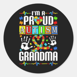 I'm A Proud Autism Grandma Support Autists Autist  Classic Round Sticker