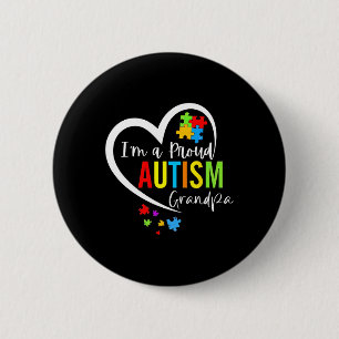 I'm A Proud Autism Grandpa Heart Autism Awareness 6 Cm Round Badge