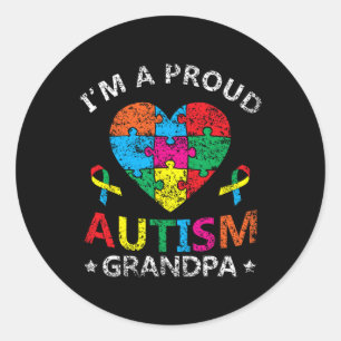 I'm A Proud Autism Grandpa Support Autists Autist Classic Round Sticker