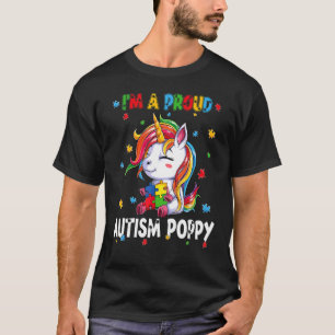 I'm A Proud Autism Poppy Awareness Puzzle Unicorn T-Shirt