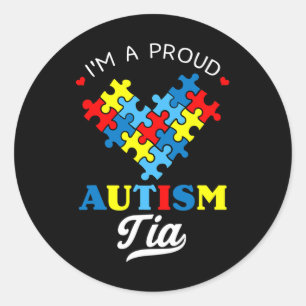 I'm A Proud Autism Tia Autism Awareness Aunt Nephe Classic Round Sticker