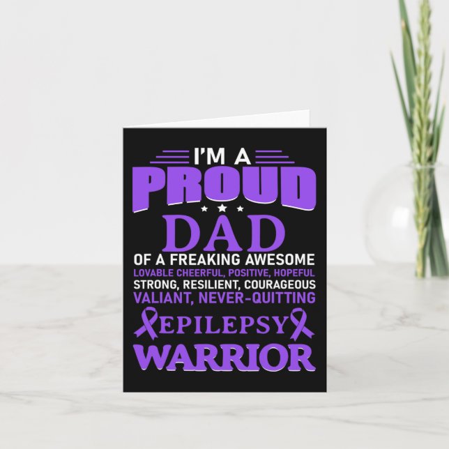 I'm A Proud Dad Epilepsy Awareness Purple Ribbon M Card (Front)