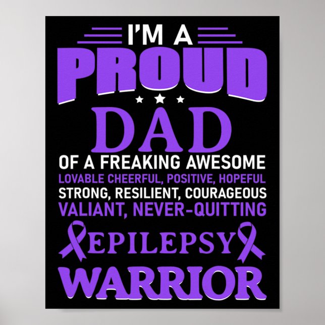 I'm A Proud Dad Epilepsy Awareness Purple Ribbon M Poster (Front)