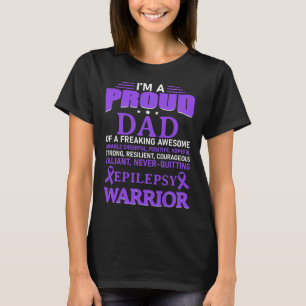 I'm A Proud Dad Epilepsy Awareness Purple Ribbon M T-Shirt