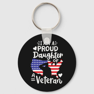 I'm A Proud Daughter Of A Veteran Father's Day Gir Key Ring