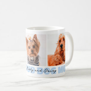 I'm a Proud Dog Mum Custom 3 Photo Collage Blue Coffee Mug