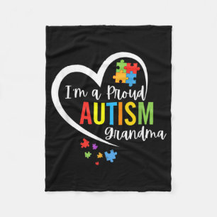 I'm A Proud Grandma Love Heart Autism Awareness Pu Fleece Blanket