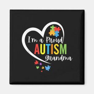 I'm A Proud Grandma Love Heart Autism Awareness Pu Magnet