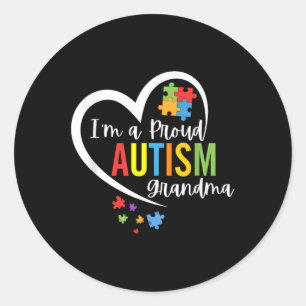 Im A Proud Grandma Love Heart Autism Awareness Puz Classic Round Sticker
