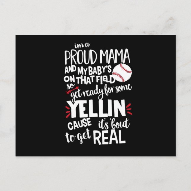 I'm A Proud Mama And My Baby's On That Field Announcement Postcard (Front)