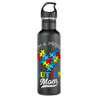 I'm A Proud Mum Autism Awareness Autistic Heart So 710 Ml Water Bottle