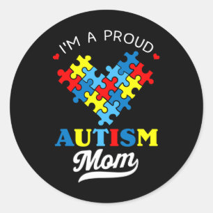 I'm A Proud Mum Autism Awareness Autistic Heart So Classic Round Sticker