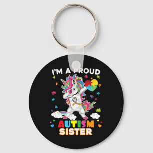 I'm A Proud Sister Dabbing Unicorn Autism Awarenes Key Ring