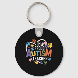 I'm A Proud Teacher Autism Awareness Love Heart Pu Key Ring