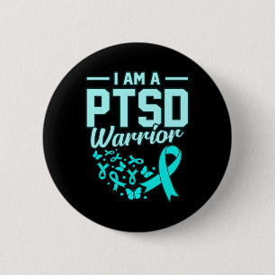 I'm A Ptsd Warrior Stress Awareness Ribbon Support 6 Cm Round Badge
