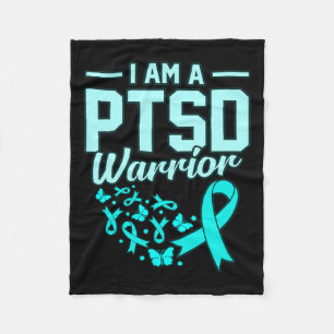 I'm A Ptsd Warrior Stress Awareness Ribbon Support Fleece Blanket