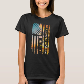 I'm A Simple Woman Camping Wine Flip Flops Dog Cam T-Shirt