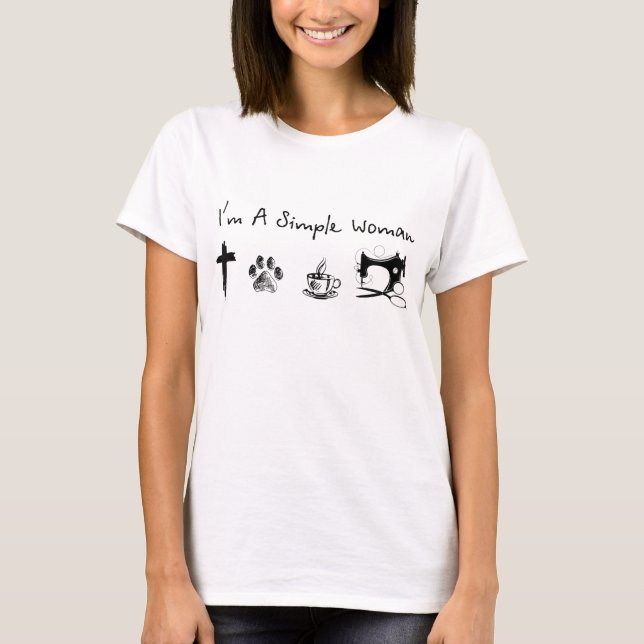 I'm a simple woman jesus dog coffee sewing T-Shirt (Front)