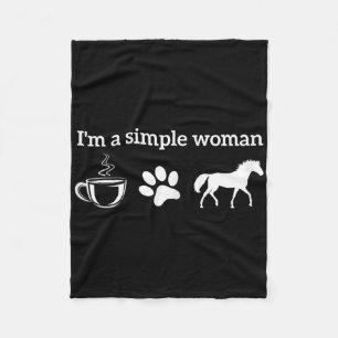 Im A Simple Woman Loves Coffee Dog Horseback Ridin Fleece Blanket