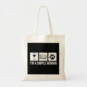 I'm A Simple Woman Wine Books & Dogs, Reading Lov Tote Bag