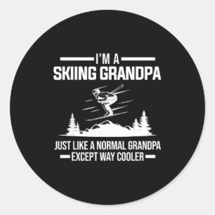 I'm a skiing grandpa normal grandpa ski equipment classic round sticker