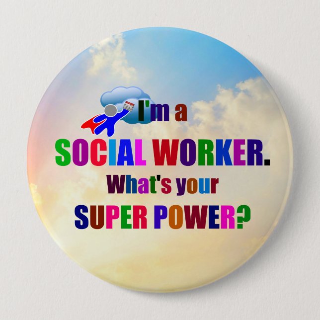 "I'm a Social Worker" superhero 10 Cm Round Badge (Front)