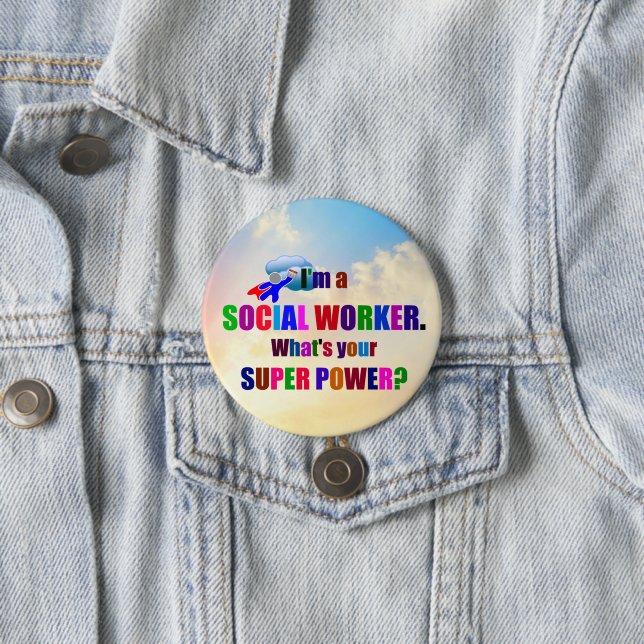 "I'm a Social Worker" superhero 7.5 Cm Round Badge (In Situ)