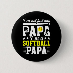 I'm A Softll Papa Of A Softll Player Papa Grandpa 6 Cm Round Badge