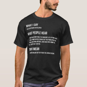 Im a Software Developer Shirt What I Say What I Me
