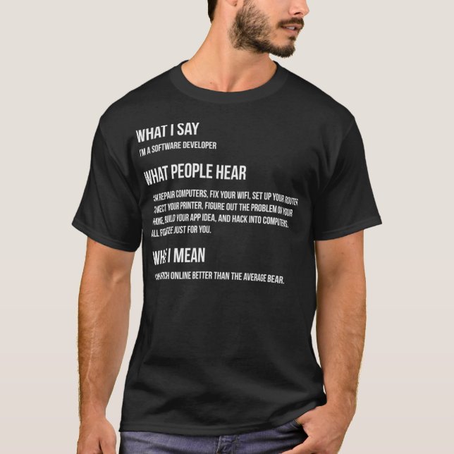Im a Software Developer Shirt What I Say What I Me (Front)