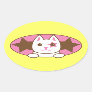 I'm a STAR CAT so cute! Oval Sticker
