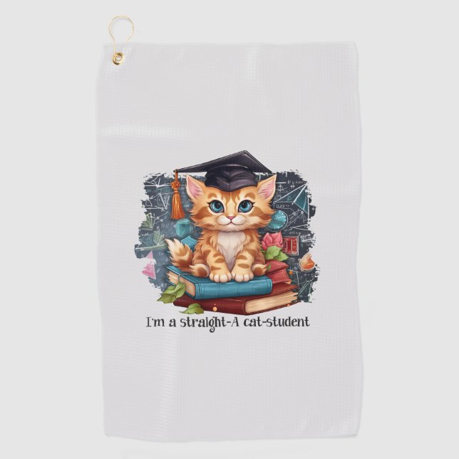 I'm A Straight A Cat Student Golf Towel (Front)