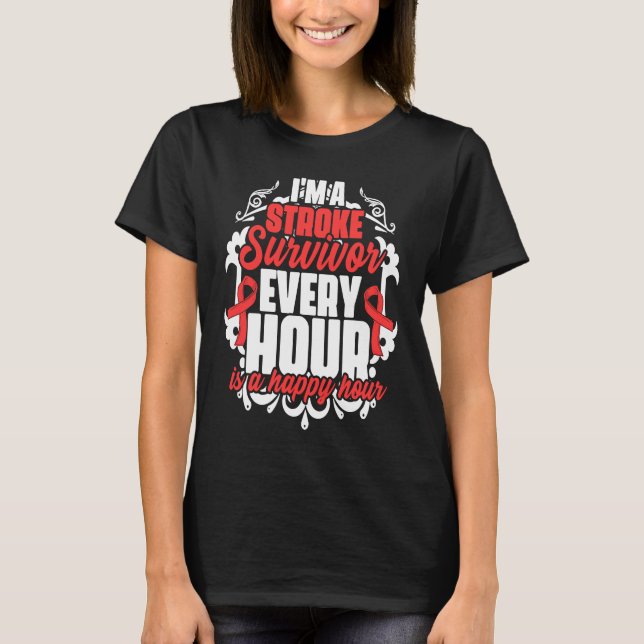 I'm A Stroke Survivor Red Ribbon Stroke Awareness T-Shirt (Front)