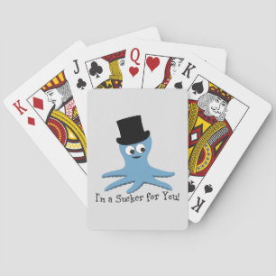 I'm A Sucker for You! Blue Octopus Playing Cards