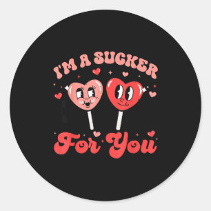 I'm A Sucker For You Candy Heart Groovy Retro Vale Classic Round Sticker