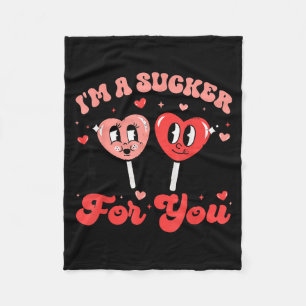 I'm A Sucker For You Candy Heart Groovy Retro Vale Fleece Blanket