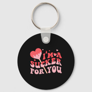 I'm A Sucker For You Candy Heart Valentine Couple Key Ring