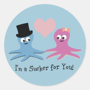 I'm a sucker for you! Cute Octopi Classic Round Sticker