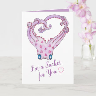 I'm a Sucker for You Octopus Valentine Card