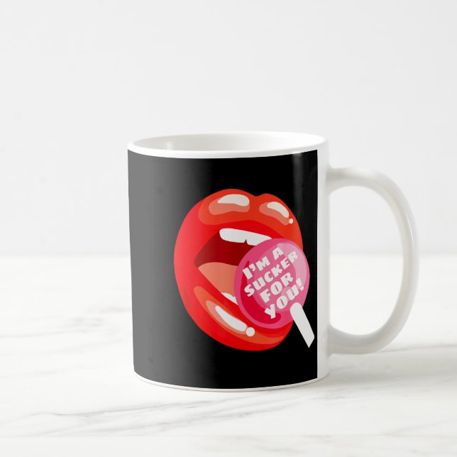 I'm A Sucker For You Red Lips Candy Lollip Valenti Coffee Mug (Right)