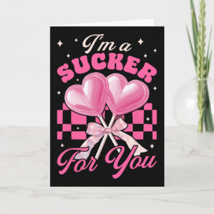 I'm A Sucker For You Retro Heart Candy Valentines Card